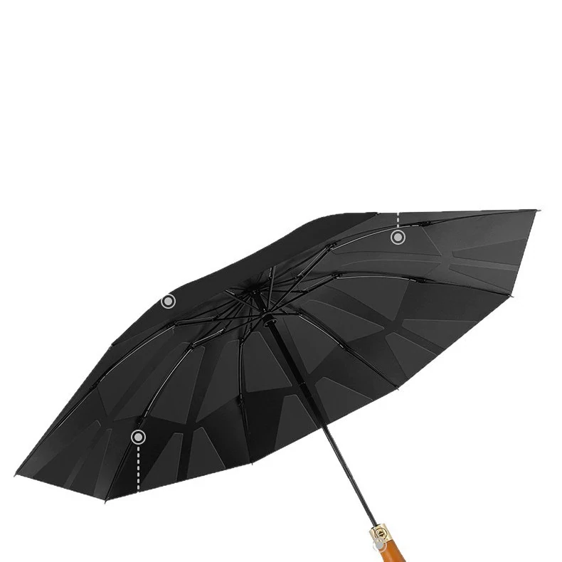 Folding Umbrella Auto Inverted Wood Handle Custom Logo 903