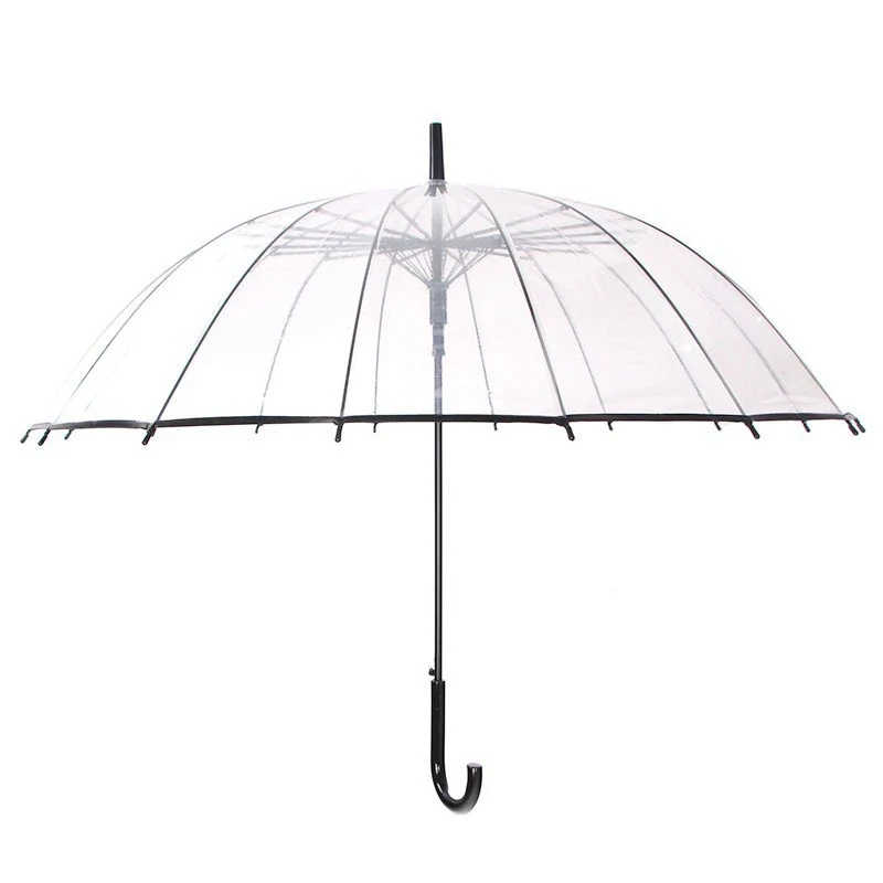 Straight Umbrella 16 Rib Clear Heavy Duty Custom Logo 399