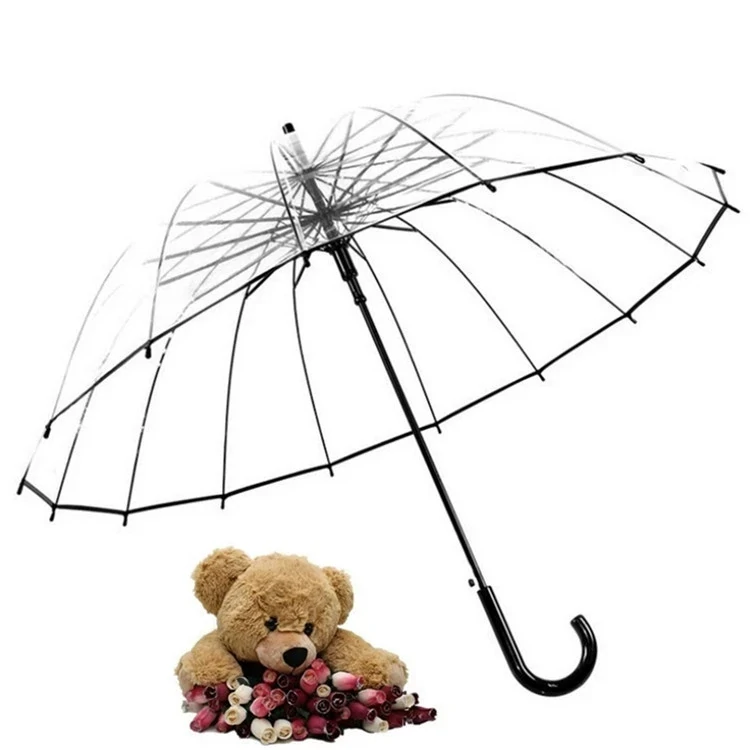 Straight Umbrella 16 Rib Semi Auto Clear 334